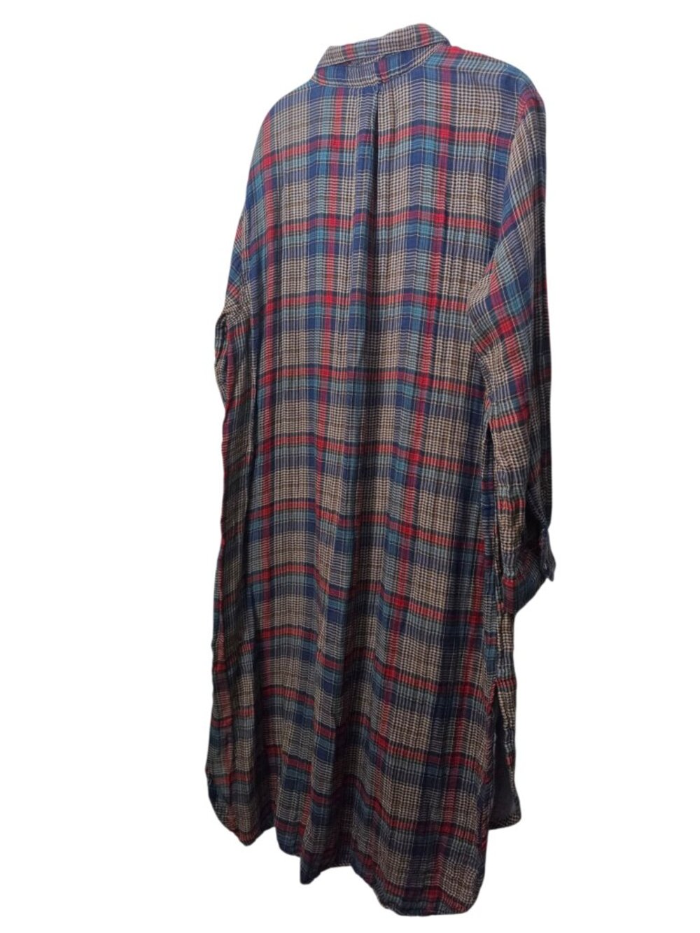 Natural Life Cooper Shirt Navy Red Plaid Cotton Dress Sz XL - Picture 2 of 14